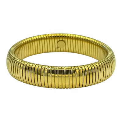 Brede Goldplated Stretch Bangle Armband - Elastisch & Rekbaar - 15mm