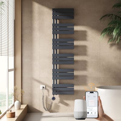 EMKE Elektrische Handdoekradiator - Slimme Bediening - APP Week Timer - 160x40cm - 800W - Mat Antraciet