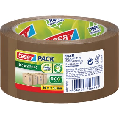 Tesa Eco & Strong - Verpakkingstape - 66m x 50mm - UV-bestendig - Gerecycled Materiaal