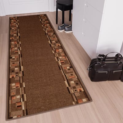Tapiso Antislip Tapijtloper – Gangloper Keukenloper Donkerbruin – Klassiek Loper Rubber Onderkant Maat- 80x150