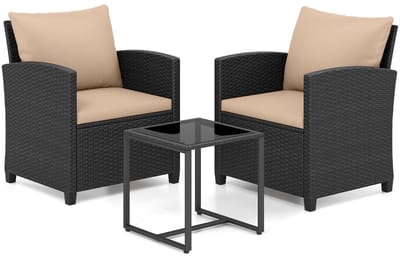Balkonset 2 personen - Tuinset - Bistroset - Zwart - Weerbestendig - 3 delig - Tuintafel en 2 stoelen - 2 personen - Metaal