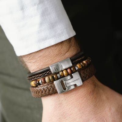 STEEL & BARNETT - Kralenarmband Heren - Cyrus - Terracotta - Maat L