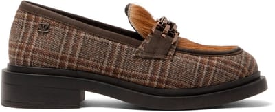 Lazamani - Oxford Dames Loafers Tartan Cognac - Maat 38