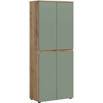 Trendy Universele Kast in Smoke Green en Eik - 7 Planken en Kleiderstang - 70x175x37cm