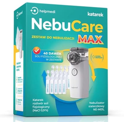 Katarek NebuCare Max - Nebulizer Set - Ultrastille Compacte - Nebulizator Siateczkowy - Voor Kinderen en Volwassenen