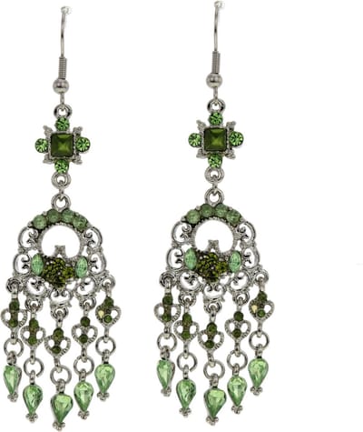 Behave - Oorbellen zilverkleur groen - Vintage look - Avondaccessoire