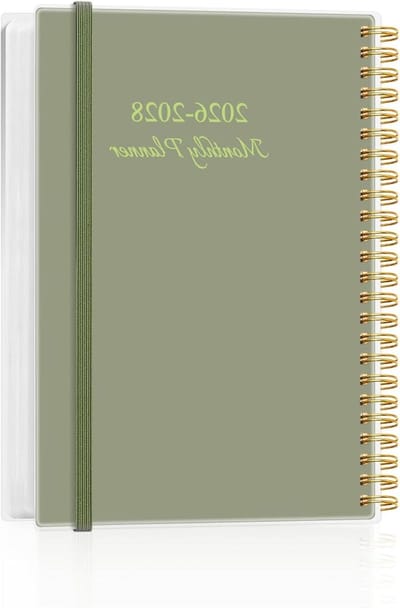 Maandplanner 2026-2028 - Drijarige Kalender - Planning Thuis - Spiraalbinding Binnenzak - 147 x 216 cm - Groen