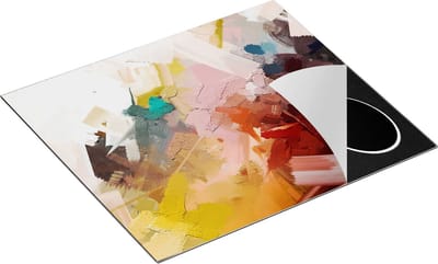 Chefcare Inductie Beschermer Abstracte Kunst - Kleurrijke Olieverf - 60x50 cm - Afdekplaat Inductie - Kookplaat Beschermer - Inductie Mat