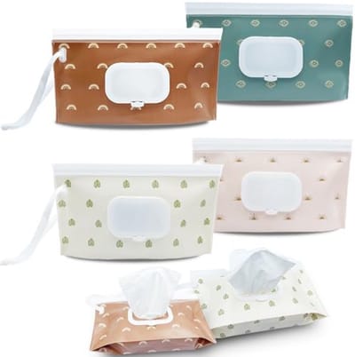 4 Pack Draagbare Baby Doekjes Dispenser - Hervulbare Veeg Houder voor Reizen