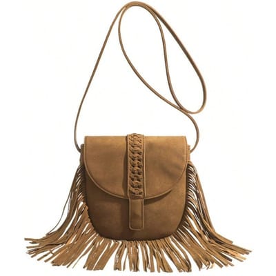 Dames Lente en Zomer Leren Tas Mode Schoudertas met Franjes bruin