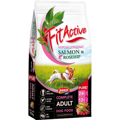 Fit Active Pure Salmon - Hypoallergeen hondenvoer zonder kip of tarwe - Mono eiwit hondenvoeding - Hondenbrokken met zalm smaak - 12kg