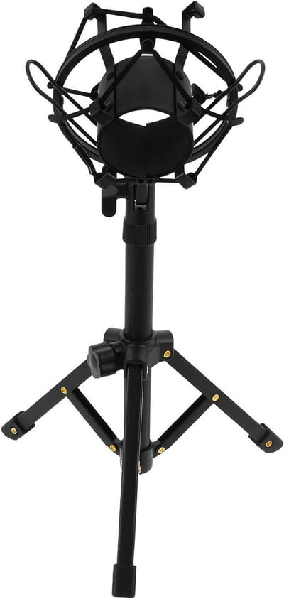 Microfoonstandaard Bureau - Verstelbare Arm - Podcasting Opnamen - Schokbestendige Houder - 33 cm Lengte - Zwart