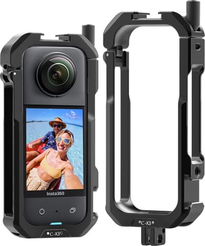 Ulanzi C-X3 Metalen Cage voor Insta360 X3 - Met schroefgaten en cold shoe-mounts voor microfoon of videolamp - Zwart