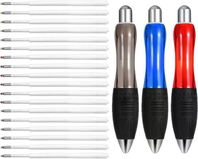 Zware balpen set van 3 stuks, ergonomisch ontwerp voor comfortabel schrijven, ideaal voor mensen met een zwakke grip, kantoorbenodigdheden in zwart, rood en blauw