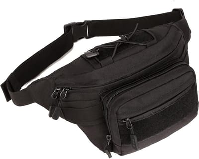 QTTVBTNA – Heuptas - Waterafstotende - Met Verstelbare Heupriem - Meerdere Vakken Voor Telefoon Sleutels en Accessoires - Fanny Pack - Tactische Heuptas - Telefoon Tas - Voor Wandelen,Camping,Hardlopen,Travel en Reizen - Duurzaam Stevig Design -Zwart