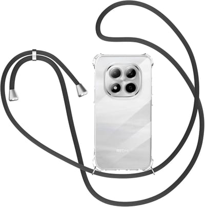 Transparant Hoesje met Koord Geschikt voor Xiaomi Redmi Note 15 5G - Case Schokbestendig TPU - Shockproof Back Cover met Ketting - Doorzichtig