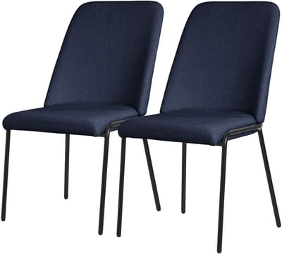 Eetkamerstoelen set van 2 donkerblauw met rugleuning, gestoffeerde stoelen voor eetkamer & keuken ML-Design