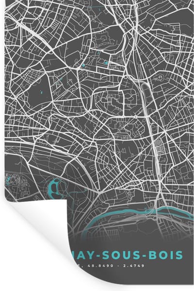 Muurstickers - Sticker Folie - Fontenay-sous-Bois - Frankrijk - Stadskaart - Plattegrond - Kaart - 20x30 cm - Plakfolie - Muurstickers Kinderkamer - Zelfklevend Behang - Zelfklevend behangpapier - Stickerfolie