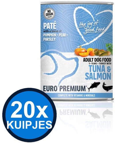 20x Euro-Premium - Pate Adult Tuna & salmon - Hondenvoer Natvoer - 400 g