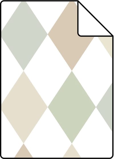 Proefstaal ESTAhome behang ruitjes beige, blauw en groen - 26.5 x 21 cm - 131760-S