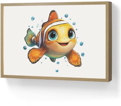 Nachtlampje 60x40 cm - Kinder lamp - Clownvis - Oranje - Vis - Water - Tafellamp kinderkamer draadloos - Slaapkamer lampje - Bedlamp kinderen - Kinderlampje - Wandlamp babykamer - Nachtlampjes