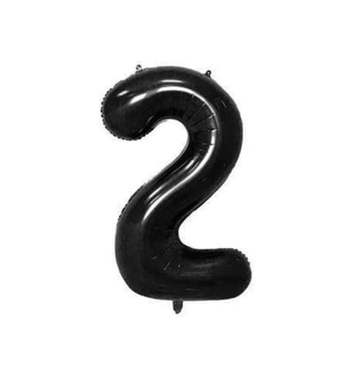 Jumada's - Feestelijk cijferballon - Folieballon - 70cm - Zwart - Cijfer 2