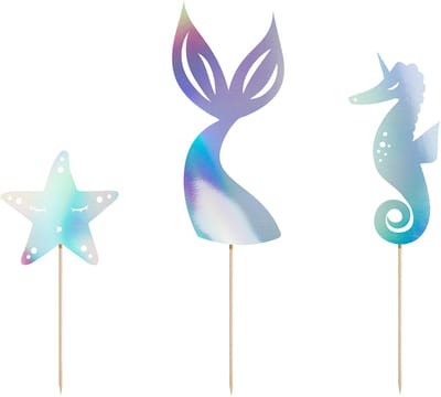 PartyDeco Cake Toppers Zeemeermin pk/3