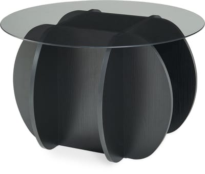 Salontafel Karhuvandi rond glas Ø70x40 cm zwart en grijs [en.casa]