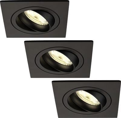 Ledvion - 3X LED Inbouwspot Sevilla - Dimbaar - 3W - 2700K - Ø92 mm - Zwart