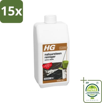 15 x HG Natuursteenkrachtreiniger Extra Sterk 1 liter - Grootverpakking - Natuursteenreiniger - Marmerreiniger - Travertinreiniger - Granito Reiniger - Vloerreiniger