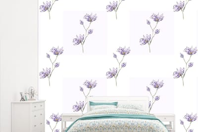 Behang - Fotobehang Bloemen - Paars - Lente - Patronen - Breedte 315 cm x hoogte 260 cm