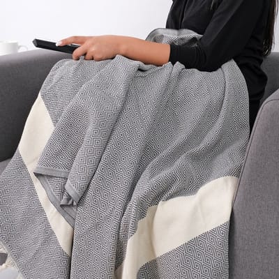 Tavas Cosy Plaid - Marineblauw Katoen foulard Volwassenen En Kinderen Tv-Deken - 100 x 180 cm