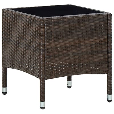 vidaXL - Tuintafel - 40x40x45 - cm - poly - rattan - bruin