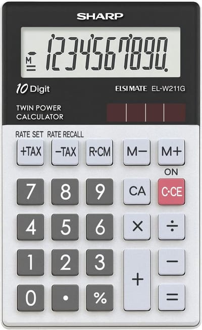 Rekenmachine 10 Cijfers - Zakrekenmachine Basis - Dagelijkse Berekeningen - Duidelijk Display - Compact Formaat - Zwart Wit