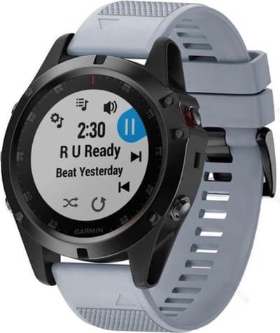 Shop4 - Garmin Fenix 5X Bandje (ook Plus) - Siliconen Grijs