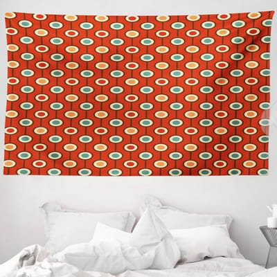 ABAKUHAUS Abstract Wandtapijt en Sprei, Hippie Polka Dots in jaren 60-stijl, 230 x 140 cm, Multicolor