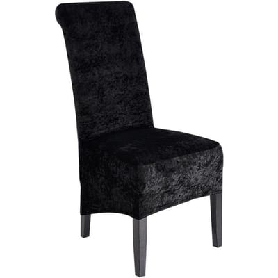 Fluwelen Pluche Xl Eetkamerstoelhoezen, Stretch Stoelhoes, Spandex Hoge Stoelen Protector Covers Zetel Hoes Met Elastiek 1 piece black
