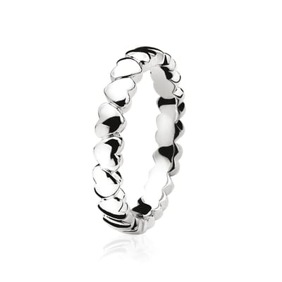 ZINZI zilveren ring hartjes rondom ZIR601