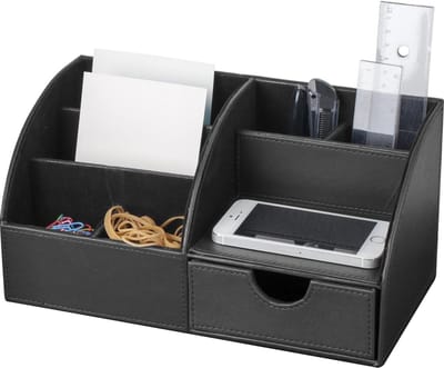 Bureauset PU leder - Schrijftafel Organizer - Kantoorartikelen opbergen - Praktisch ontworpen - 7 vakken - Zwart
