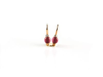 model Piccolo oorringen in zilver roze verguld cabochon felroze