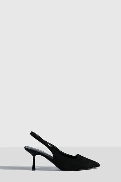 boohoo Dames Low Stiletto Slingback Court Shoe | Black | Maat: 3