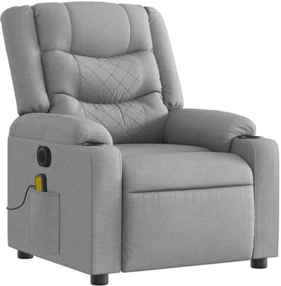 Massagestoel - Relaxfauteuil - Zetel - Stof - 1 persoons - Met armleuning - Zeer comfortabel - Elektrisch - Lichtgrijs