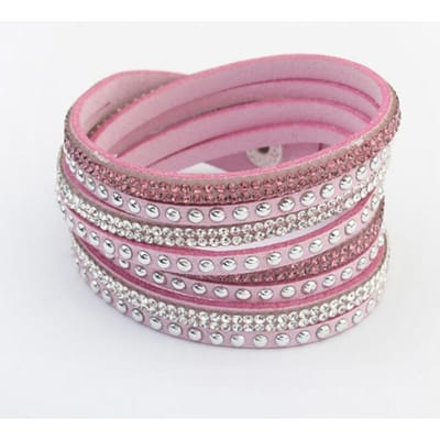 Lange Leren, Hot Diamond Armband Meerlaagse Geweven Armband Dames, Jane Ra Sieraden paars