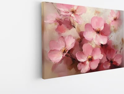 Saammp Canvas Schilderij - Bloemen in Pastelkleuren - Abstract - 45x30 - Foto op canvas - Wanddecoratie - Muurdecoratie Woonkamer - Kantoor Decoratie
