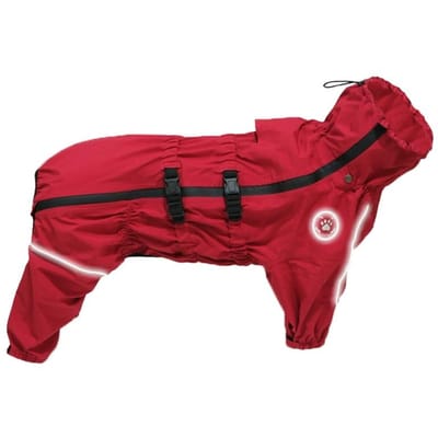 Waterdichte Hondenkleding Reflecterende Regenjas Rode Hondenkleding Herfst Winter Hond Regenjas Voor Grote Honden (Red,3XL Plus)