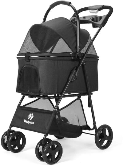 Allero Hondenbuggy - Inklapbare Hondenbuggy - Afneembare Drager - All Terrain - 3in1 - Waterdicht - Honden en Katten - Luchtbanden