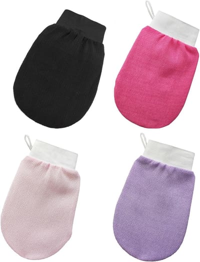Set van 4 Exfoliërende Handschoenen voor Lichaam - Diepe Reiniging, Dode Huid Verwijderen, Geschikt voor Mannen en Vrouwen, Ideaal voor Douche en Peeling