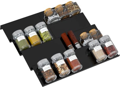 CRLYN® Kruidenrek Lade - Kruidenpotjes Lade Organizer - Kruidenrekken - Zwart