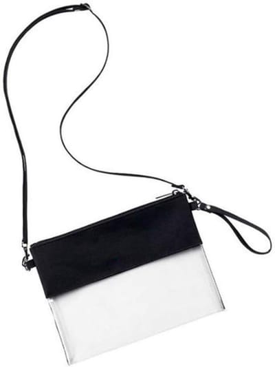 Duidelijke Tote Bag met Verstelbare Schouderband, Geschikt voor Sportevenementen en School, 10" L x 7.8" H, Ideaal voor Gameday en Dagelijks Gebruik, Zwart met Ritsluiting