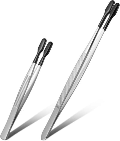 Rubberen pincet voor munten, sieraden en fijn vakwerk - 2 stuks - 6 inch en 4,25 inch - roestvrij staal met siliconen coating